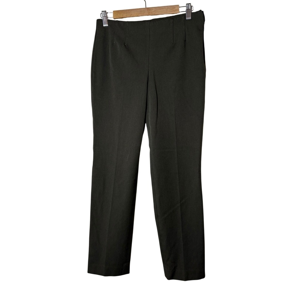 Talbots Women Straight Leg Pants 4 Petite Olive Green Flat Front Career Academia